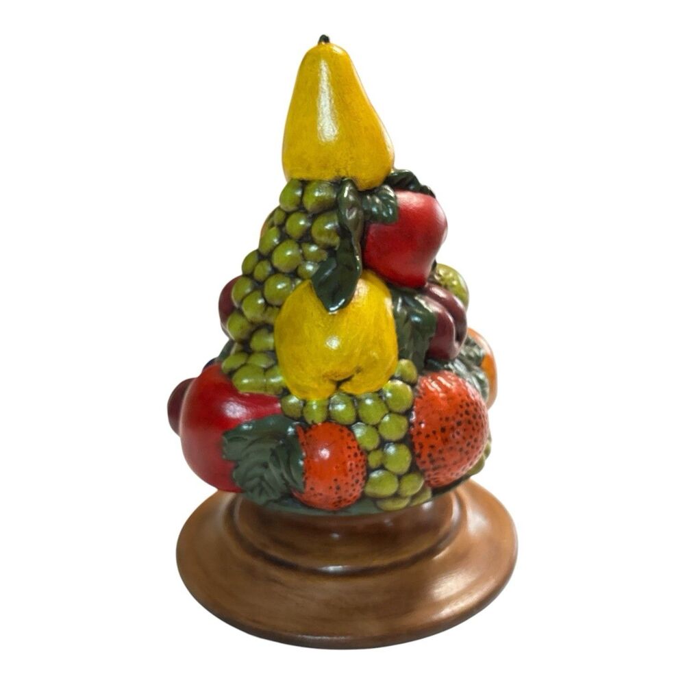 Vintage Ceramic Fruit Topiary Sculpture Apple Pear Grapes Kitchen Decor 8”